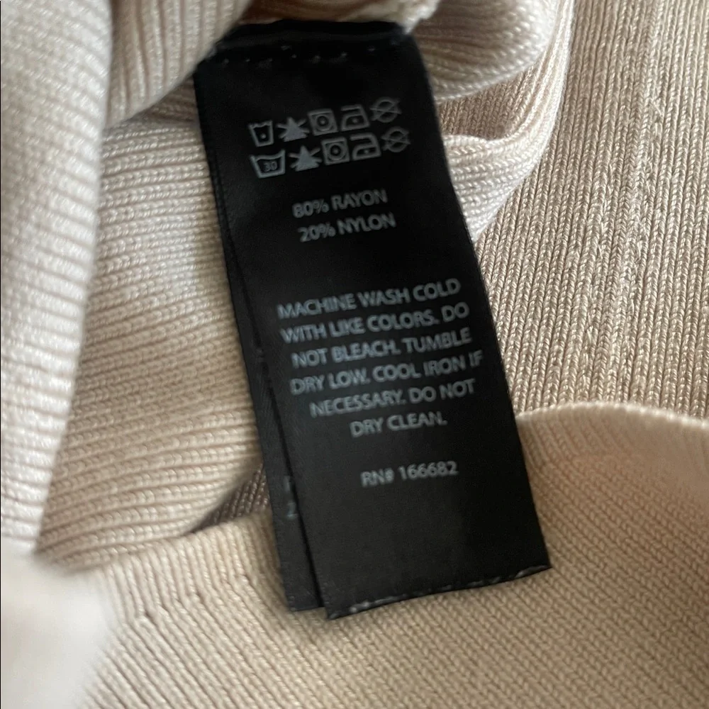 House of Harlow corset ribbed long sleeve scoop cropped beige knit sweater sz L - Picture 6 of 14